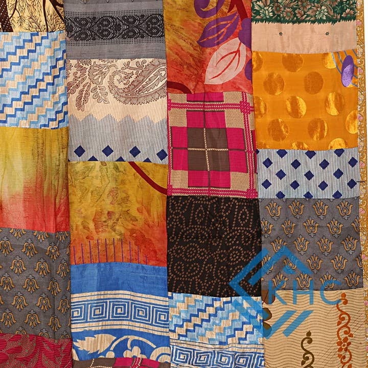 KHC - Wholesale Curtain - Vintage Recycled Silk Saree Patchwork Curtain5