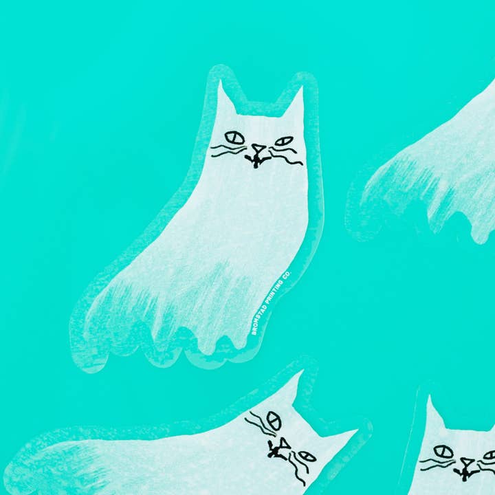 Bromstad Printing Co. - Wholesale Sticker - Ghost Cat Clear Sticker