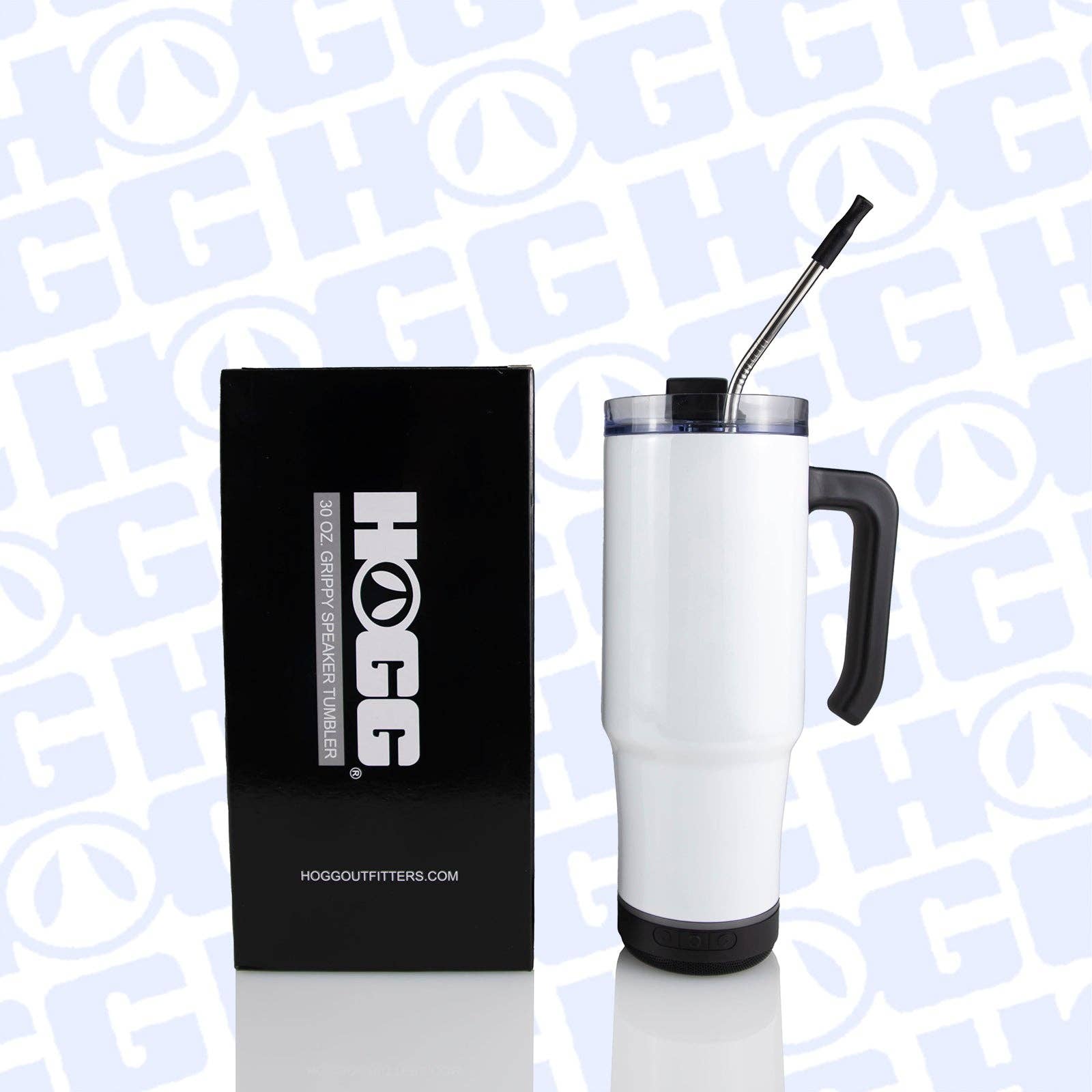 Hogg Outfitters - Wholesale Insulated Mug/Tumbler - 30oz SUBLIMATION SPEAKER TUMBLER - Grippy White2
