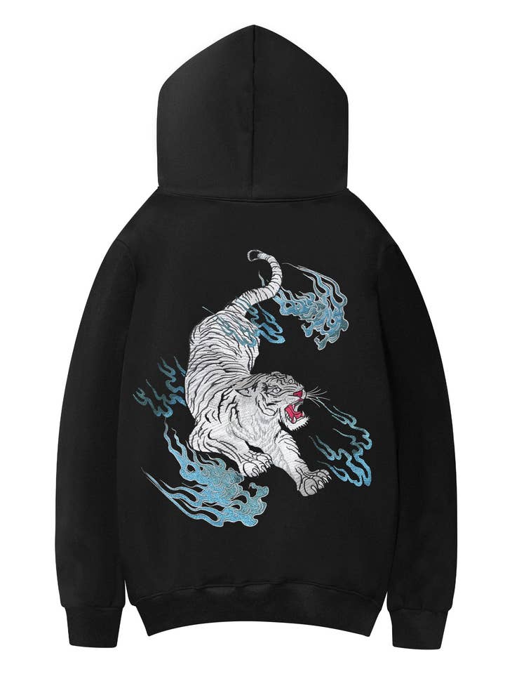 KH9817 Flaming White Tiger Hoodie for wholesale by niepce