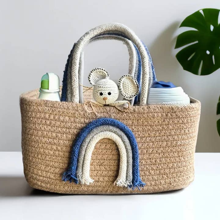 Yo Baby - Wholesale Basket - Kids & Baby - Rainbow Handle Storage Basket - Blue0