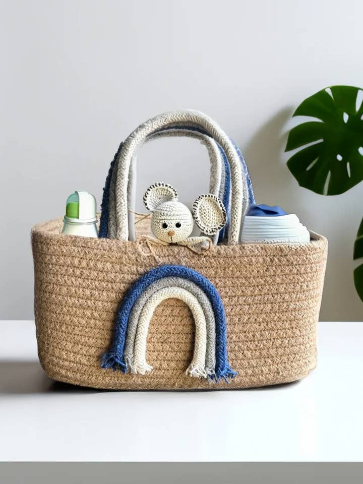 Cestino portaoggetti con manico arcobaleno - Blu per la vendita all'ingrosso da parte di Yo Baby