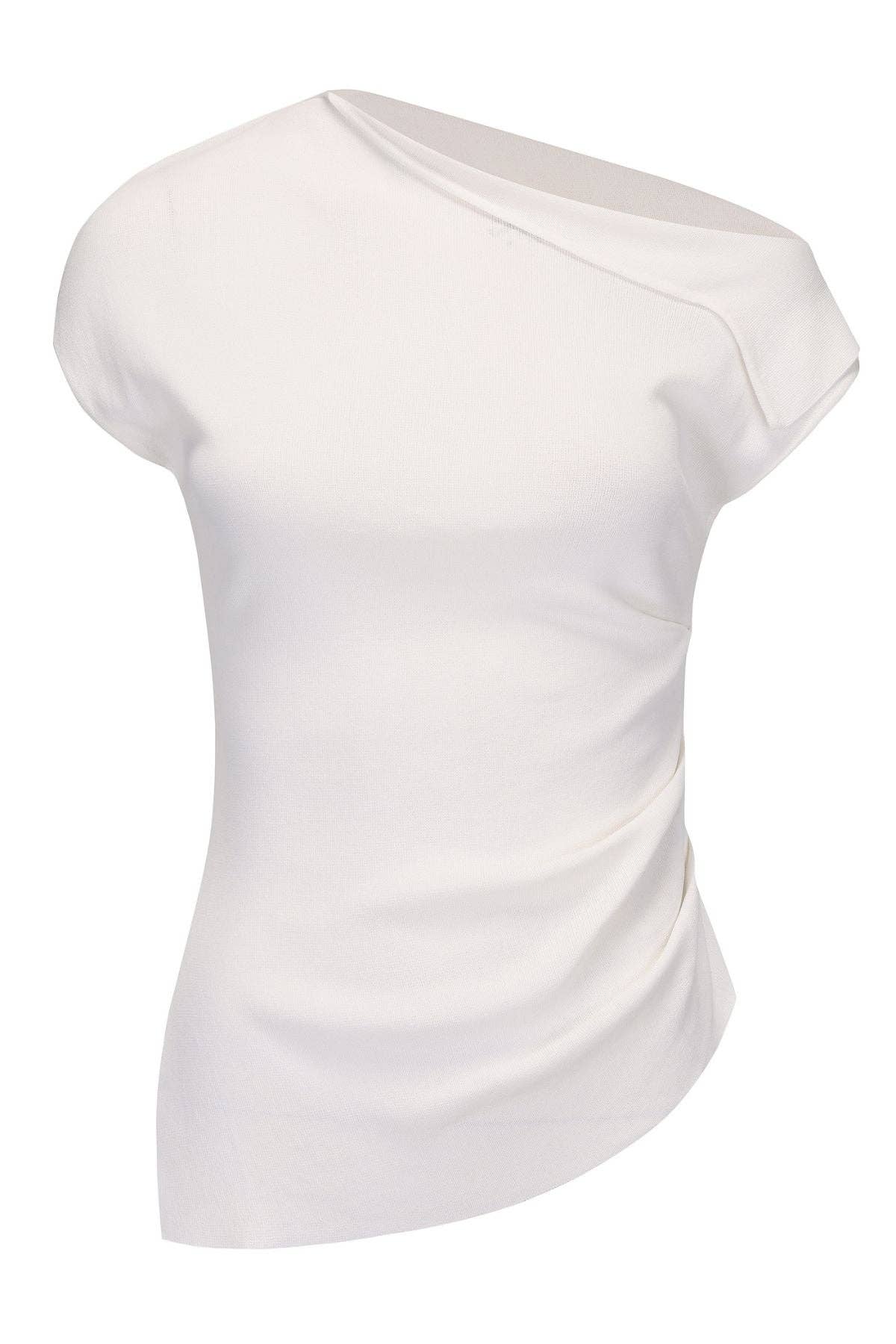 Bianco Maglietta Asimmetrica Nico - Bianca in vendita all'ingrosso su Faire6