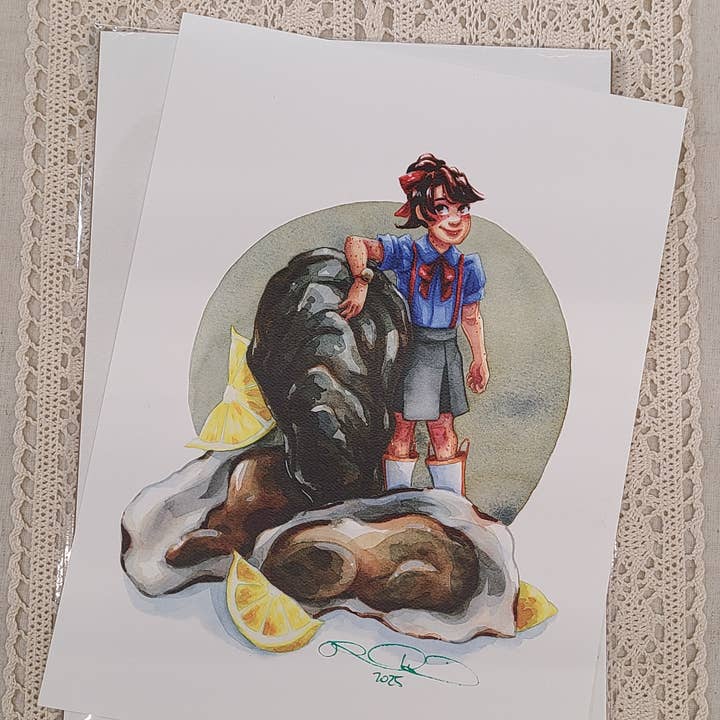 "Oysters" Signed Art Print 9" × 12" archival quality for wholesale by Nattosoup Studio