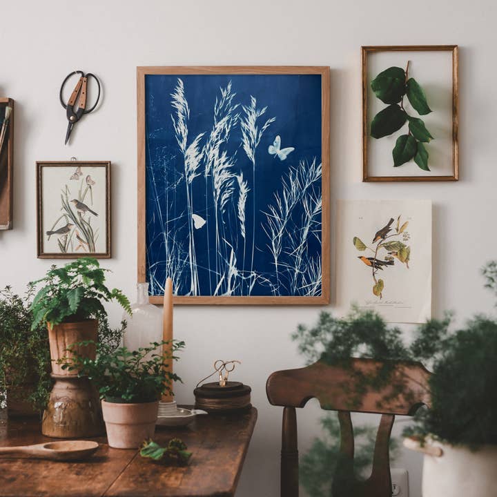 Floating Flight | Botanical Cyanotype Art Print for wholesale by Atwater Designs