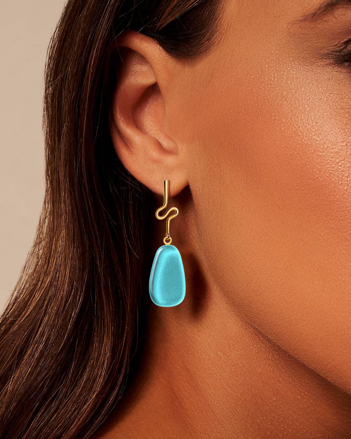 Garda - Wholesale Dangle Earrings - Punta Earring Turquoise Blue – 18K Gold Plated1