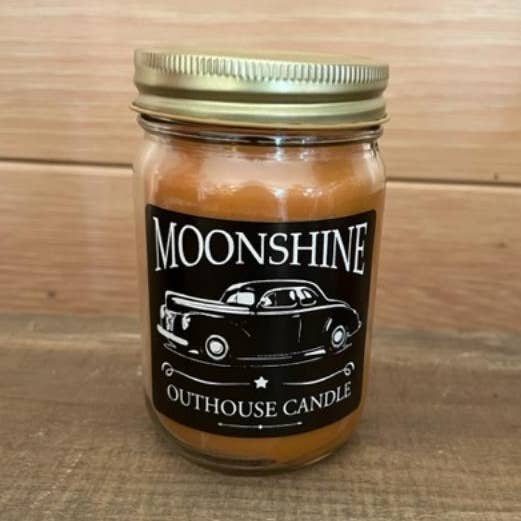 Fairhope Favorites, Inc. – wholesale Jar/filled candle – Outhouse Candle Large - Pumpkin Praline Moonshine Car Label0