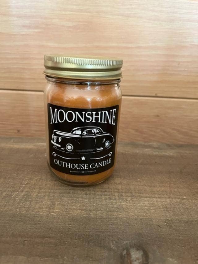 Outhouse Candle Large - Pumpkin Praline Moonshine Car Label for wholesale by Fairhope Favorites, Inc.