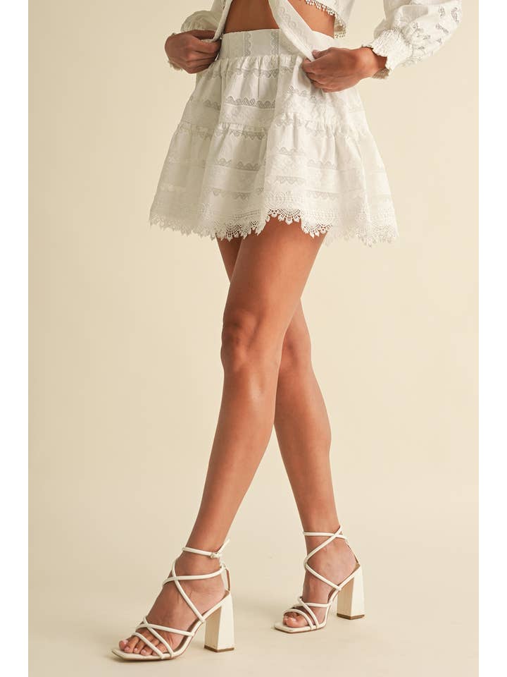 White Lace Cotton MIni Skirt for wholesale on Faire10