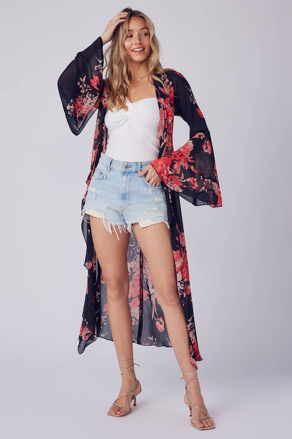 Bluivy - Wholesale Kimono - Women's - FLORAL PRINT RUFFLE KIMONO20