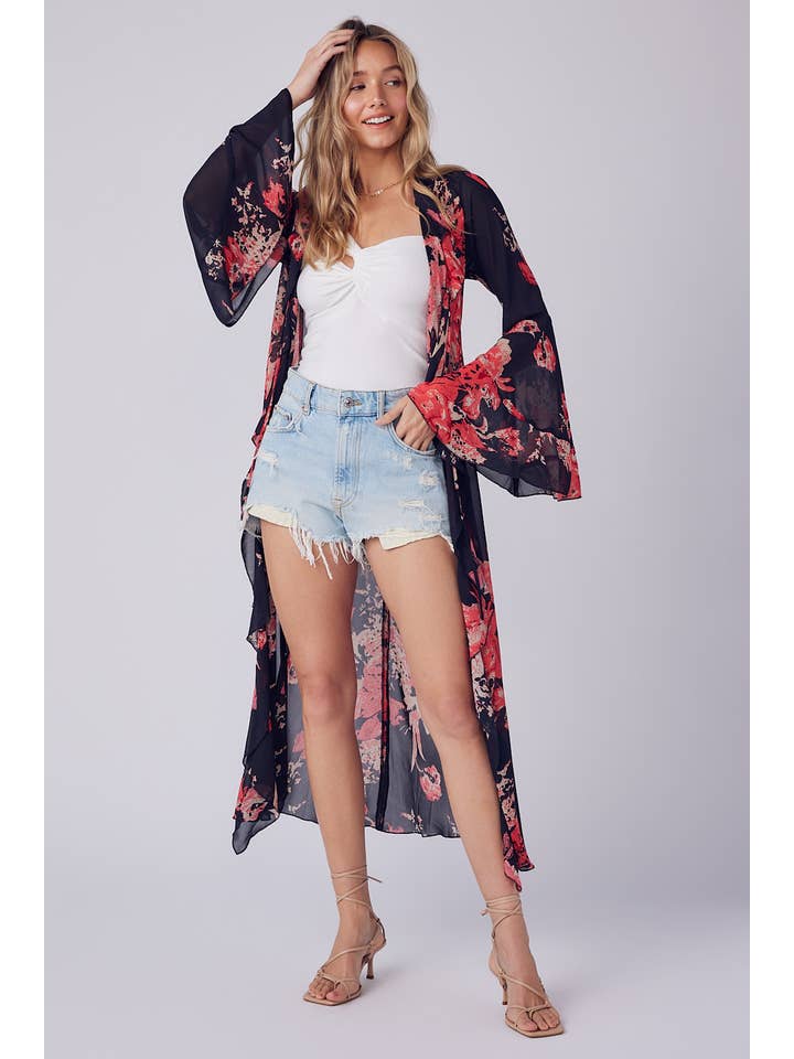 Bluivy - Wholesale Kimono - Women's - FLORAL PRINT RUFFLE KIMONO7