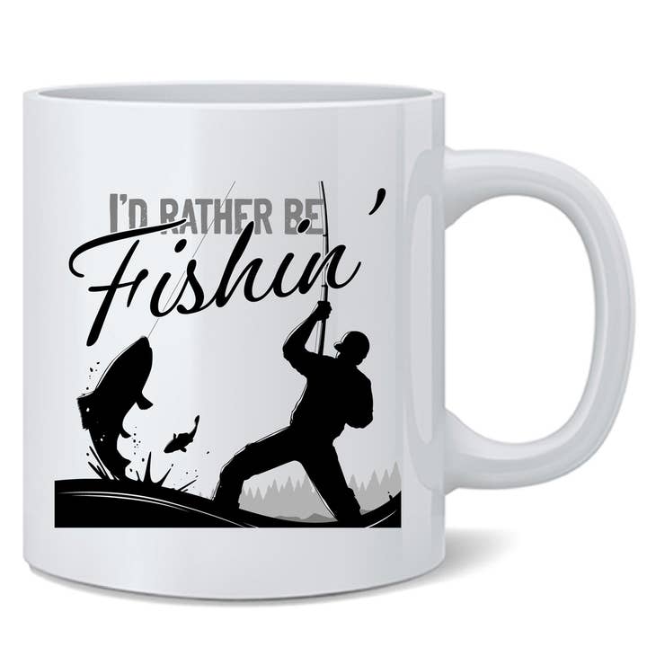 Id Rather Be Fishing Coffee Mug Tea Cup 110z for wholesale by Gotham Gifts
