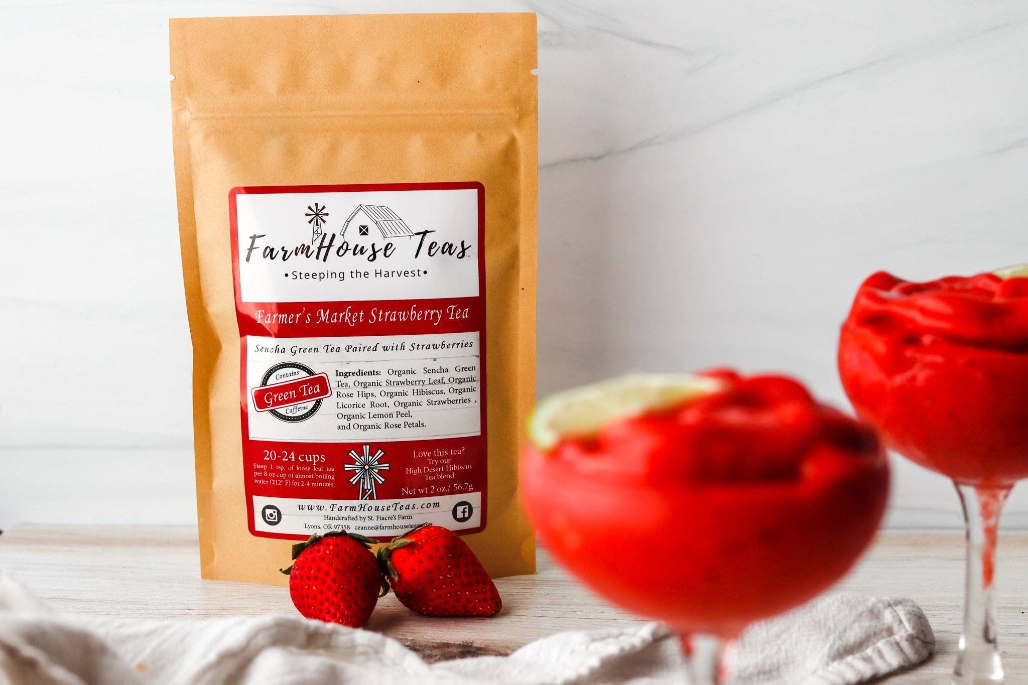 Farmhouse Teas - Wholesale Loose Tea - Farmer's Market Strawberry  Loose Leaf Green Tea2