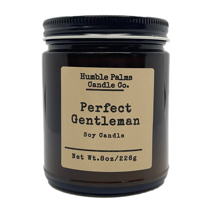 Perfect Gentleman Soy Candle for wholesale by Humble Palms Soap & Candle Co.