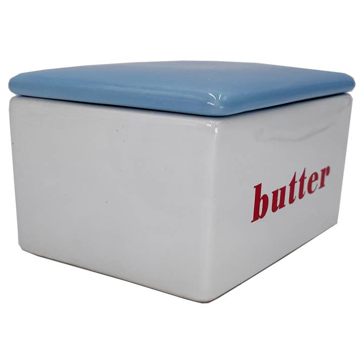 first of a kind - Wholesale Butter Dish - Ceramic Butter Box, Red, White & Blue - Vintage Butter Keepe6
