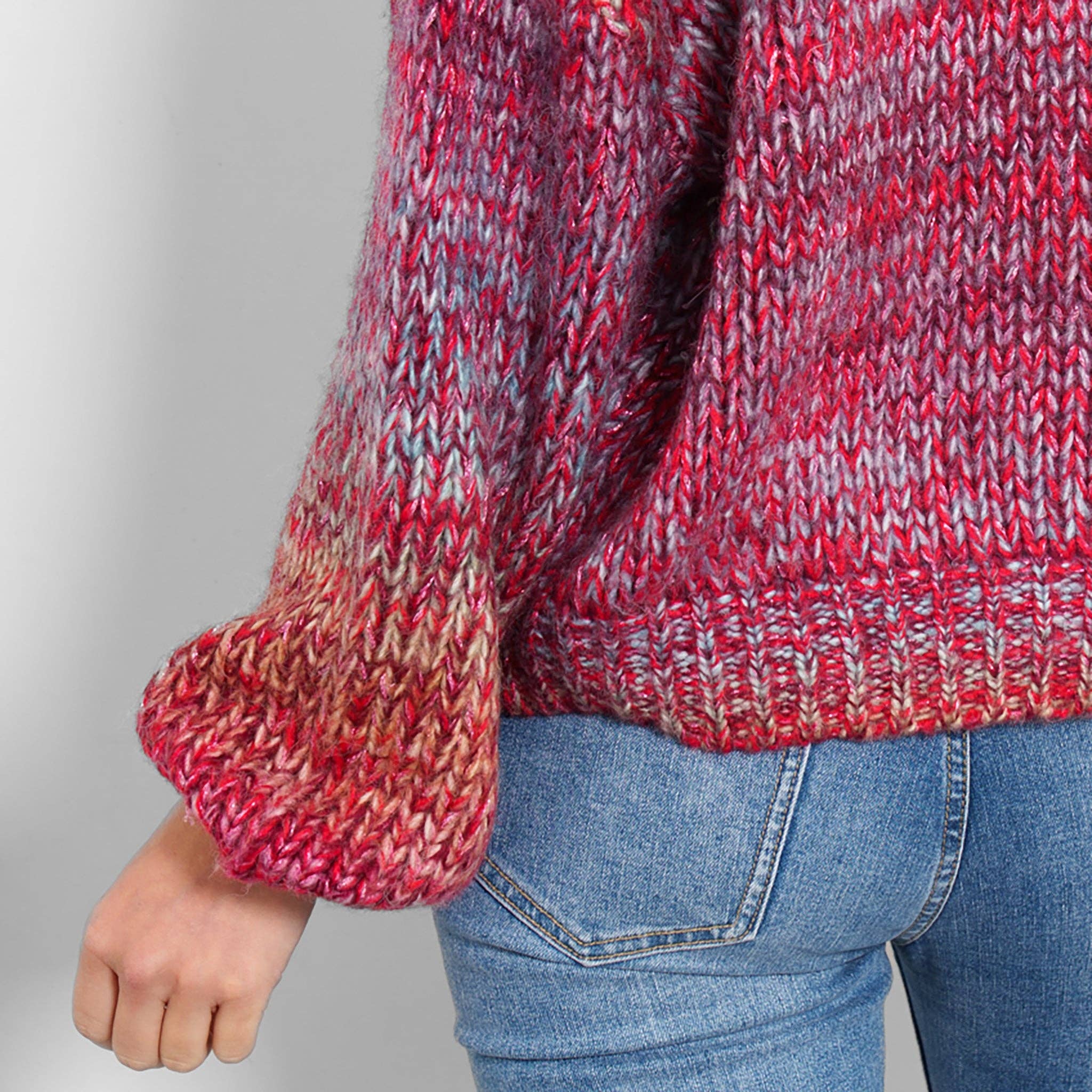 Sarta - Wholesale Knit Sweater - Women's - Opal Wool Blend Jumper- Pink, Ombre Stripe6