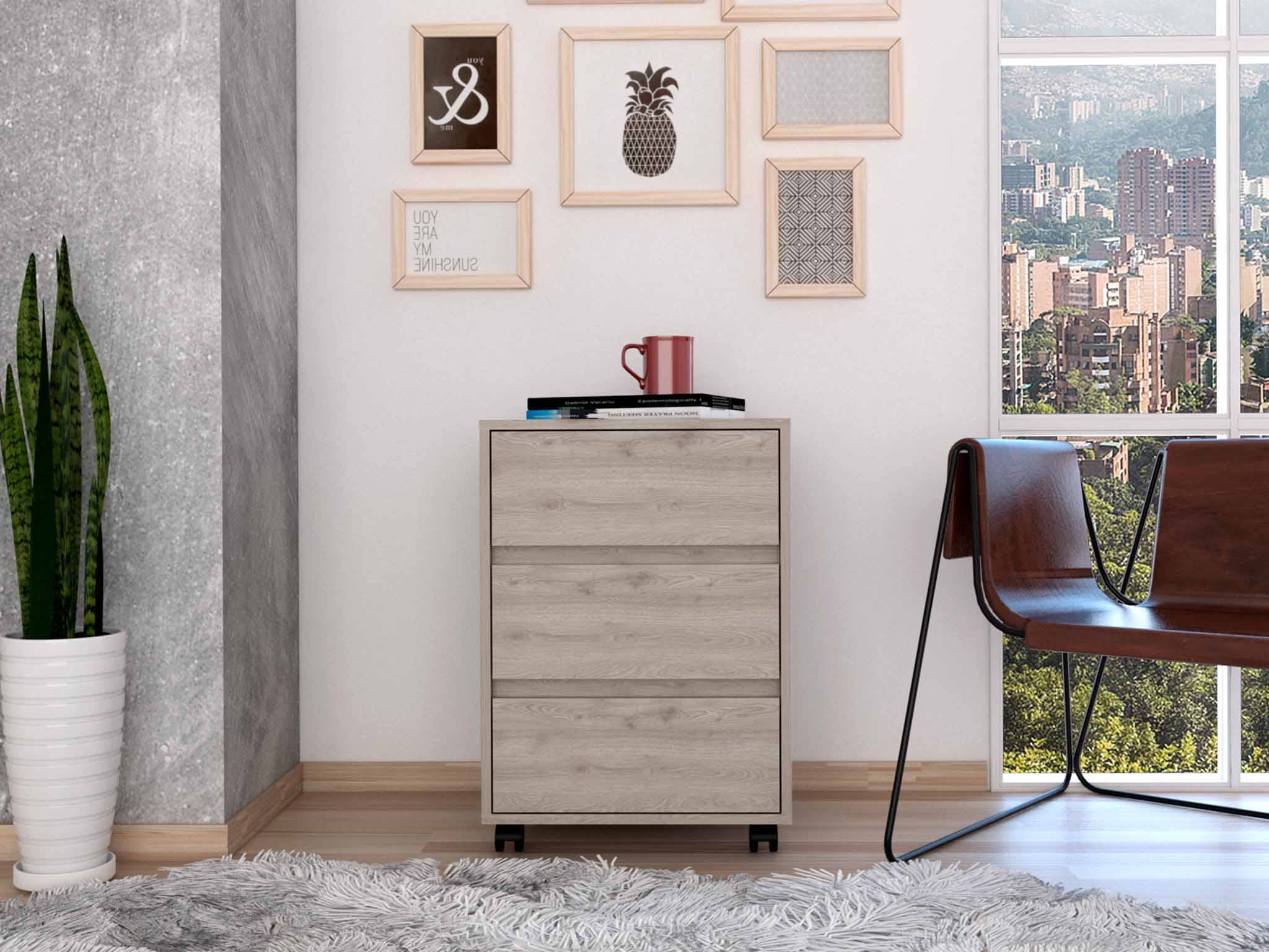 TUHOME FURNITURE - Wholesale Cabinet - Artemisa 3 Drawer Filing Cabinet, Four Casters12