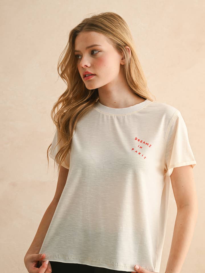 ECRU T5558 PARIS PRINTED GRAPHIC T SHIRTS for wholesale on Faire