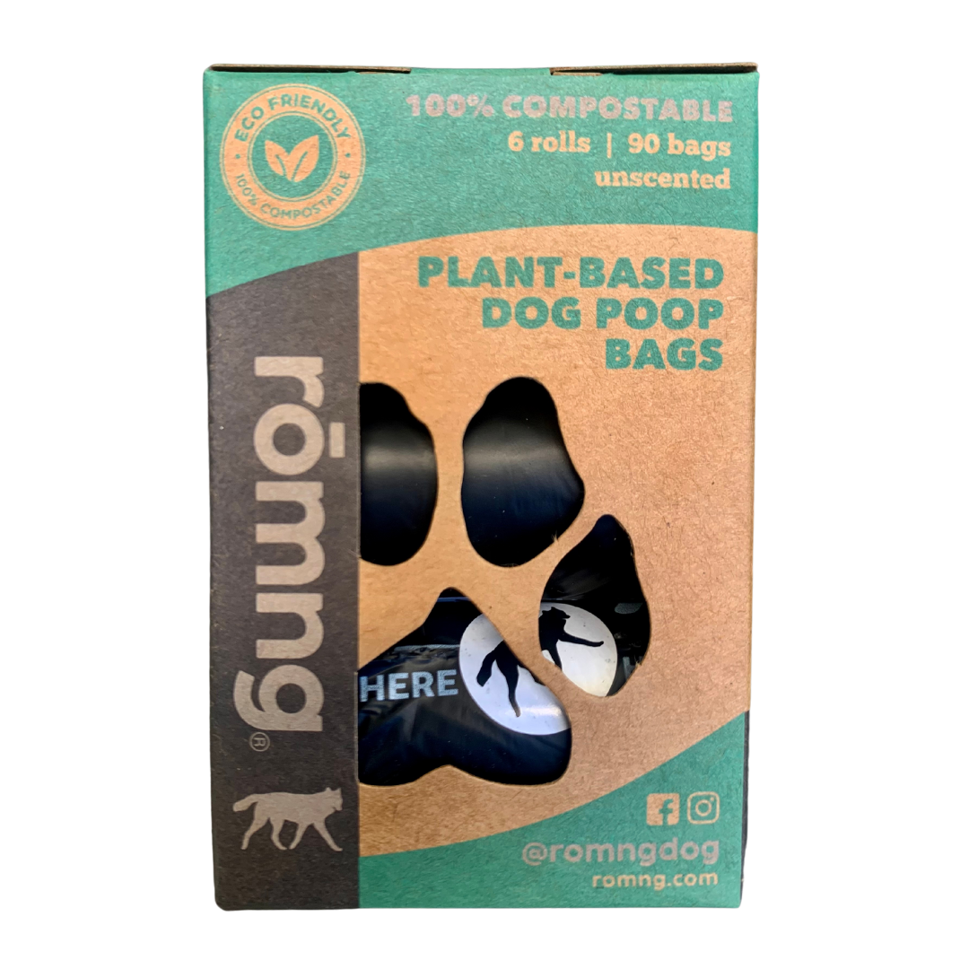 rōmng - Vendita all'ingrosso Sacchetto per la cacca - Sacchetti Compostabili per Cacca di Cane a Base Vegetale, 6 Rotoli | 90 Sacchetti2