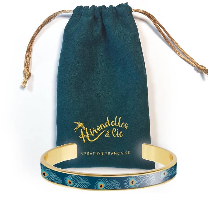 8mm manchet armbånd - Peacock for engroshandel hos Hirondelle & Cie