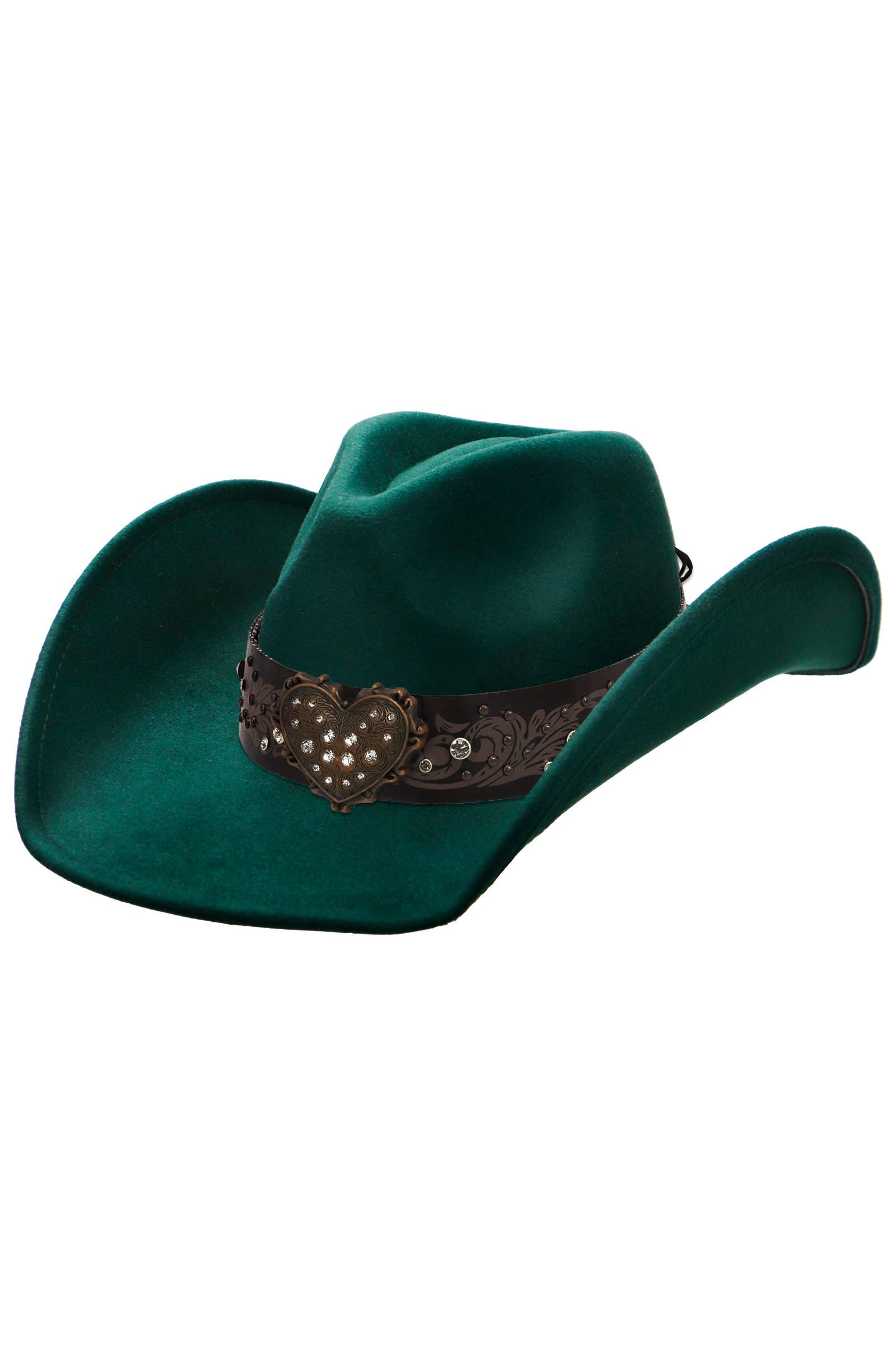 Cap Zone - Venta al por mayor Sombrero cowboy - Unisex - Sombrero vaquero de fieltro con cinturón de strass en forma de corazón6