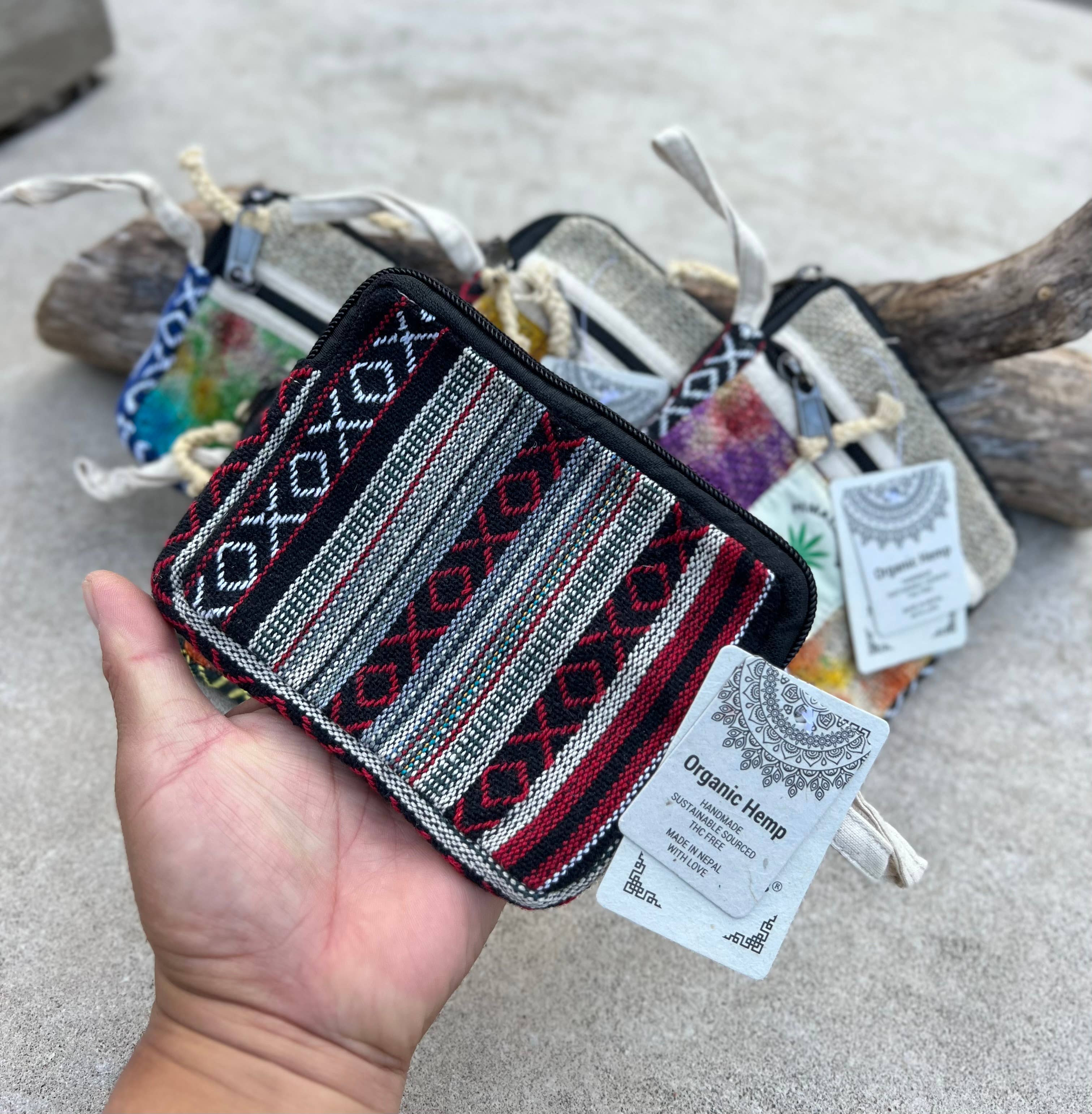 Lungta Imports – Engroshandel Møntpung - Dame – Hamp 2 lommer lynlås møntpung, tegnebog, makeuppose2