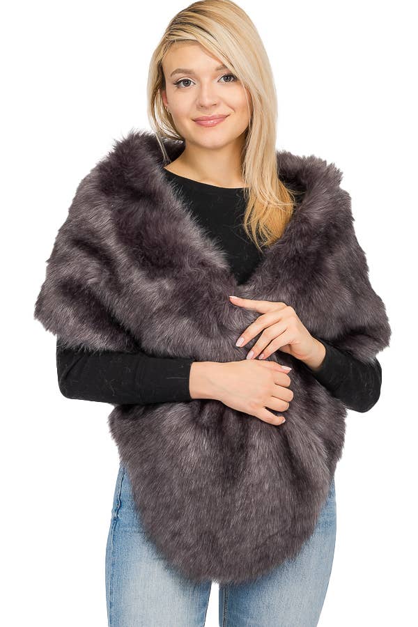 Cap Zone - Wholesale Scarf - Women's - Luxury Faux Fur Satin Lined Stole Shawl Scarf22