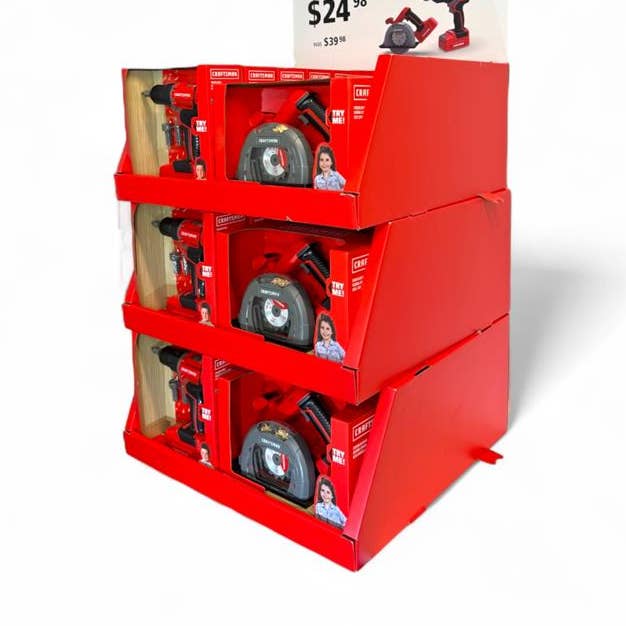 Red Toolbox- Craftsman Display- toy drill + toy circular saw for wholesale by Toysmith