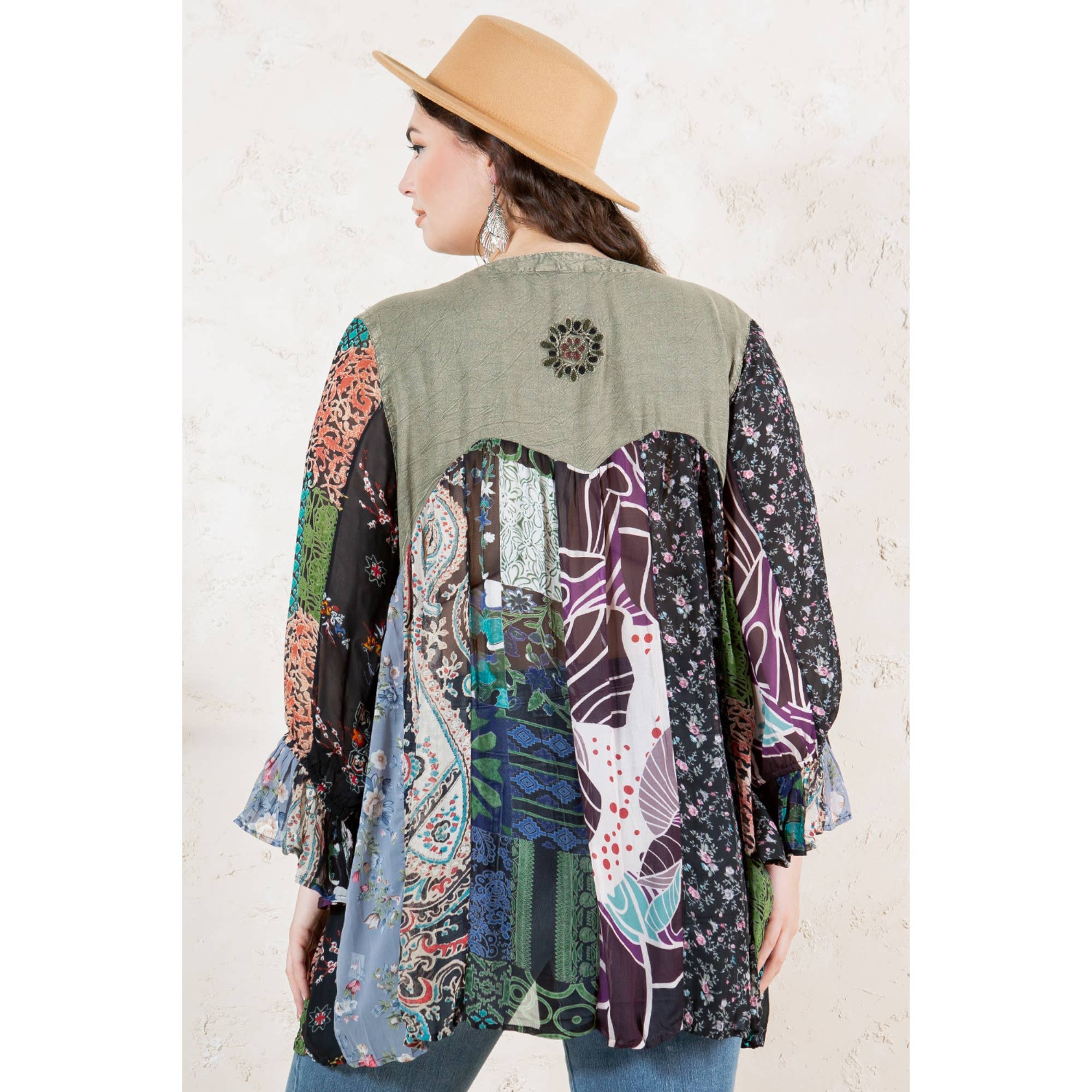 Young Threads - Wholesale Button Down Shirt - Women's - Boho Delight: Overdyed Rayon V-Neck Top12