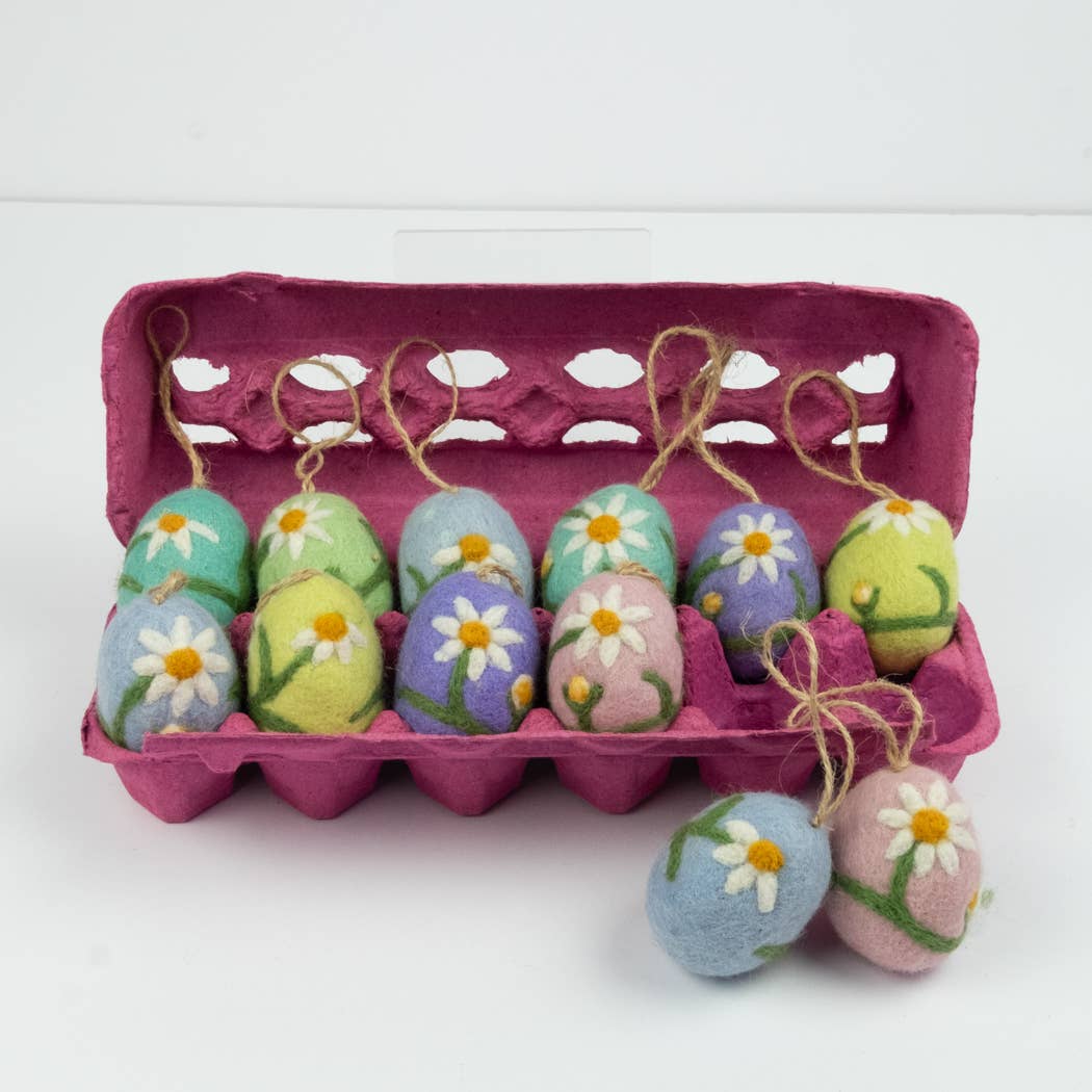 The Winding Road - Wholesale Decorative Tabletop Object - Ornament - Easter Eggs with Embroidered Flowers2