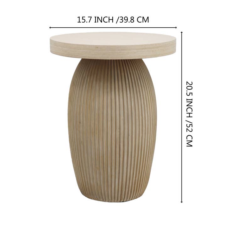 Paris Loft Inc - Wholesale Side Table - Farmhouse Wood Round End Table with Rotund Base7