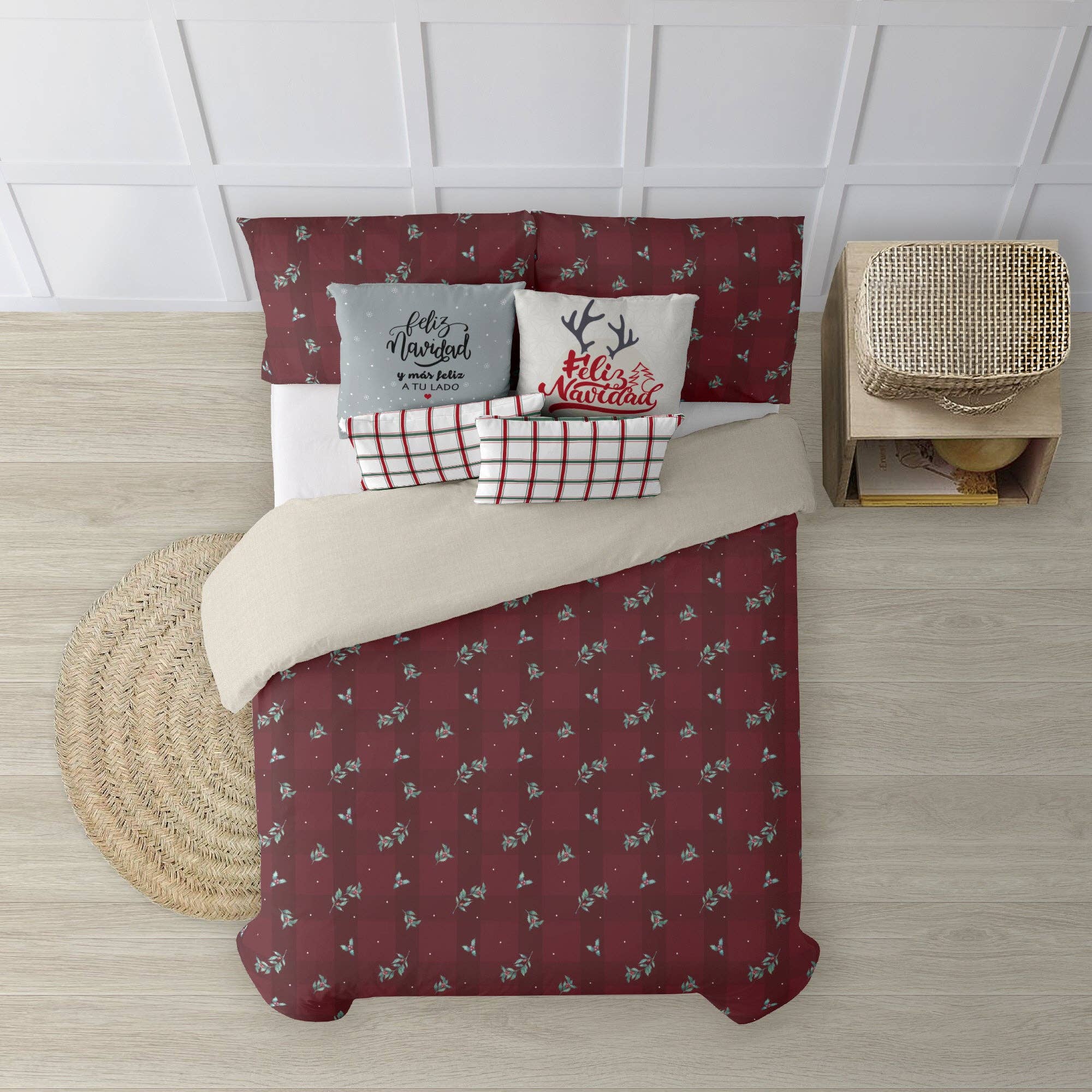 SG HOGAR - Wholesale Throw Blanket - Red Christmas 1 Velvet Reversible Duvet Cover5