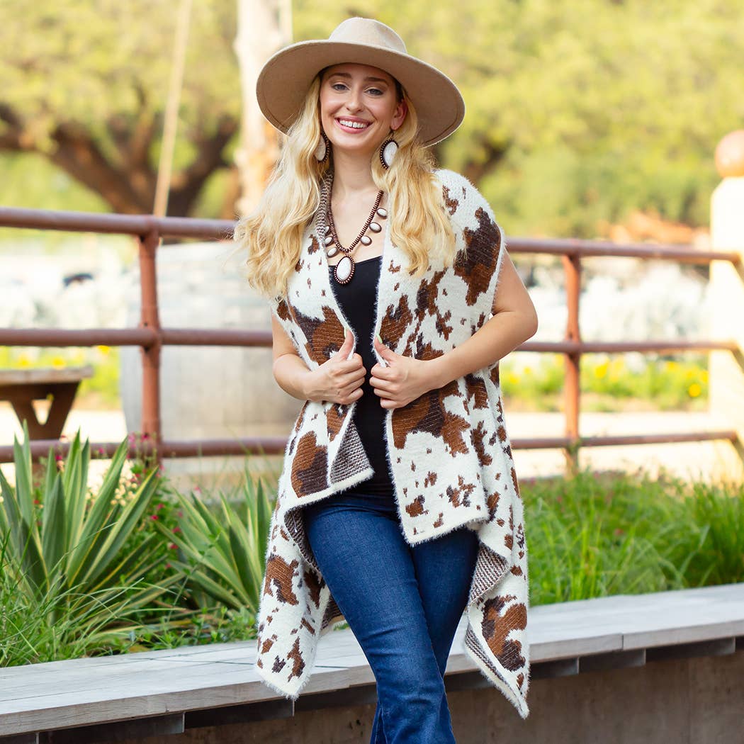 brun & vit Ko Print Väst för wholesale på Faire