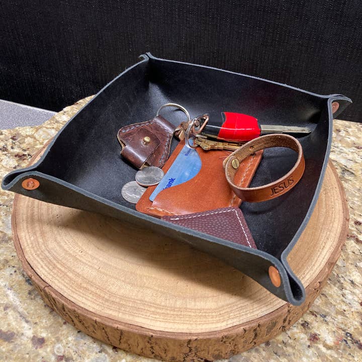 Madison Street Leather - Wholesale Decorative Tray - Black Leather Catch All Tray3