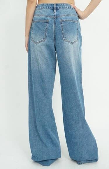 MEBON - Wholesale Jeans - Women's - Wide-leg Baggy Embroidered Denim Pants_FAE181