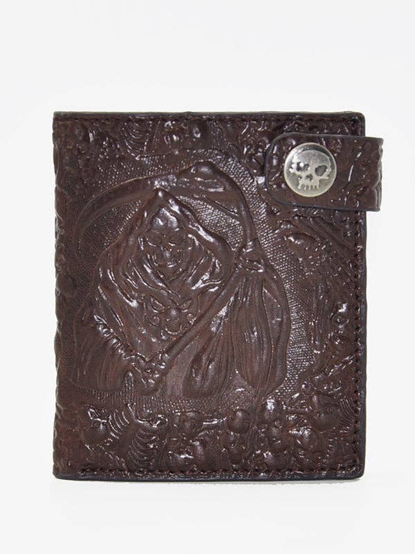 Tourtiwi - Vendita all'ingrosso Portafogli - Donna - Portafoglio a catena antifurto con teschio punk del Tristo Mietitore5