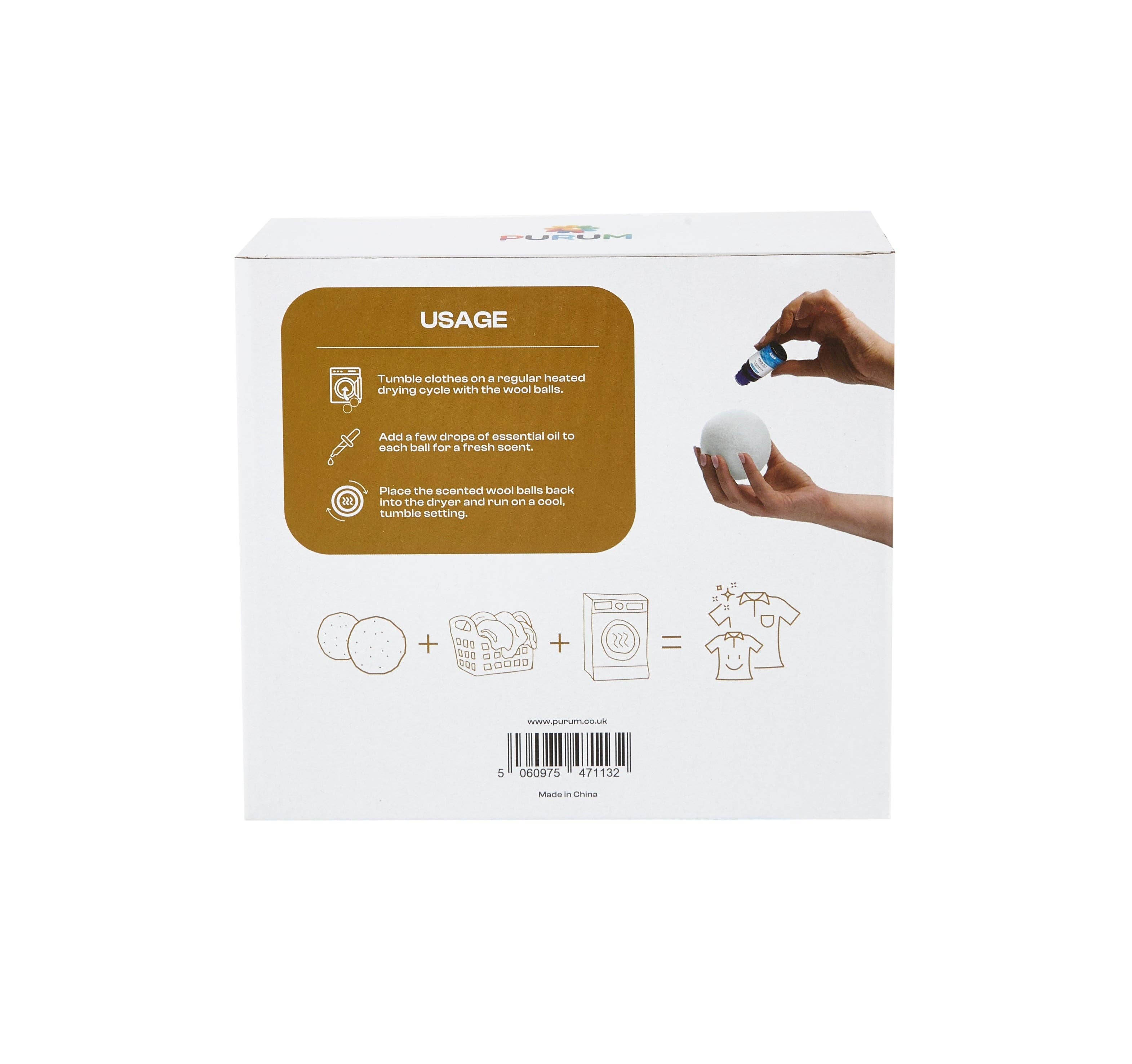 Re:gn – wholesale Torktumlarbollar – 4 ekologiska ullbollar för torktumlare med 2 doftande eteriska oljor6