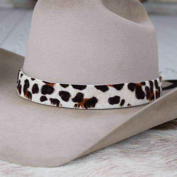 Bandeau de chapeau en cuir imprimé léopard - Calico pour la vente par Willow Lane Hat Co.