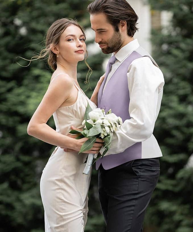 Dubal Brothers - Wholesale Suit Vest - Men's - Vittorio Farina Solid Satin Vest Set (White Back) Var. 01 (Beige-Maize)26