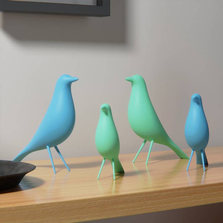 Retro Layers - Wholesale Decorative Figurine - Mid Century Modern Minimalist Bird Family (Set of 4) Retro