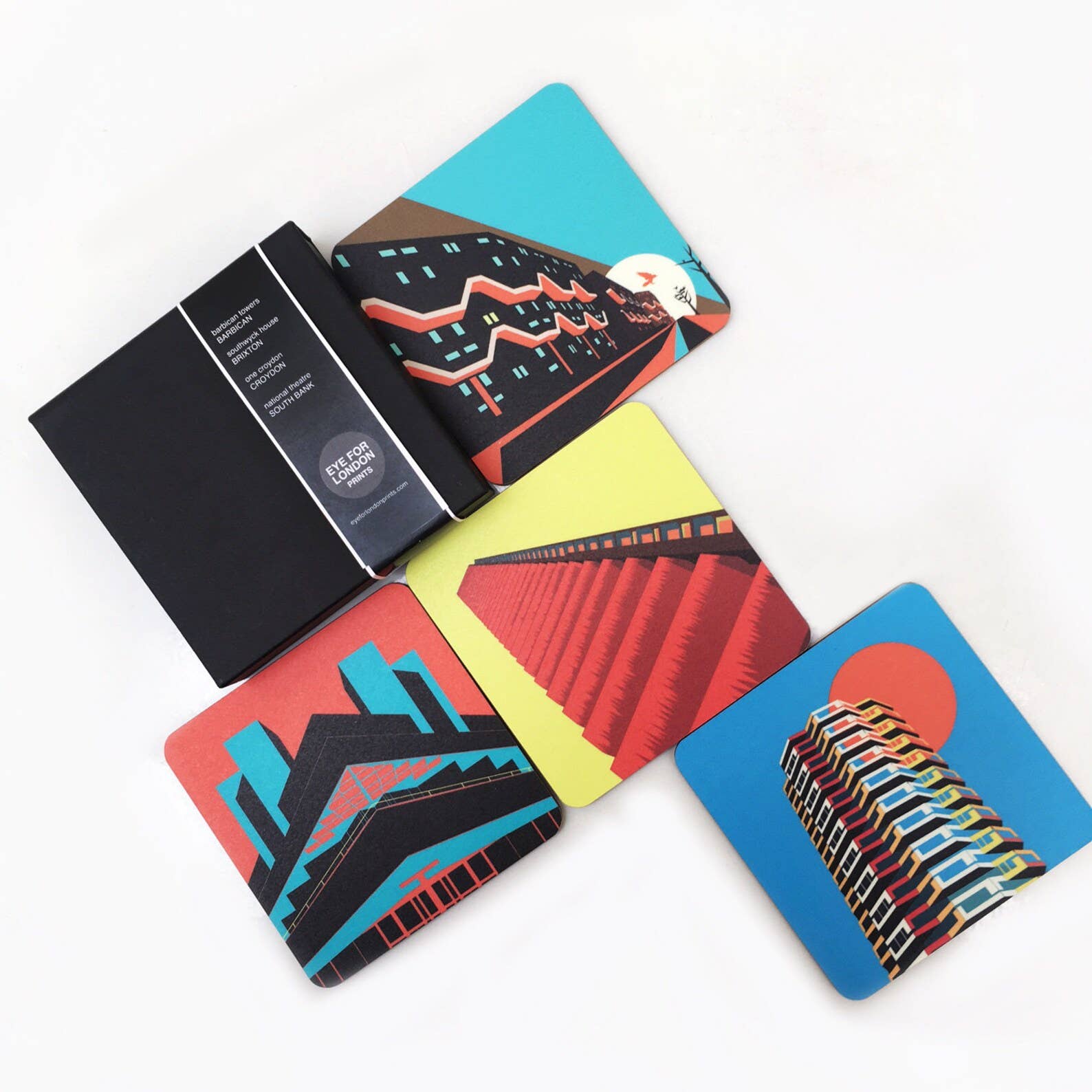 EYE FOR LONDON PRINTS - Wholesale Coasters - Brutalist London Coaster Set2