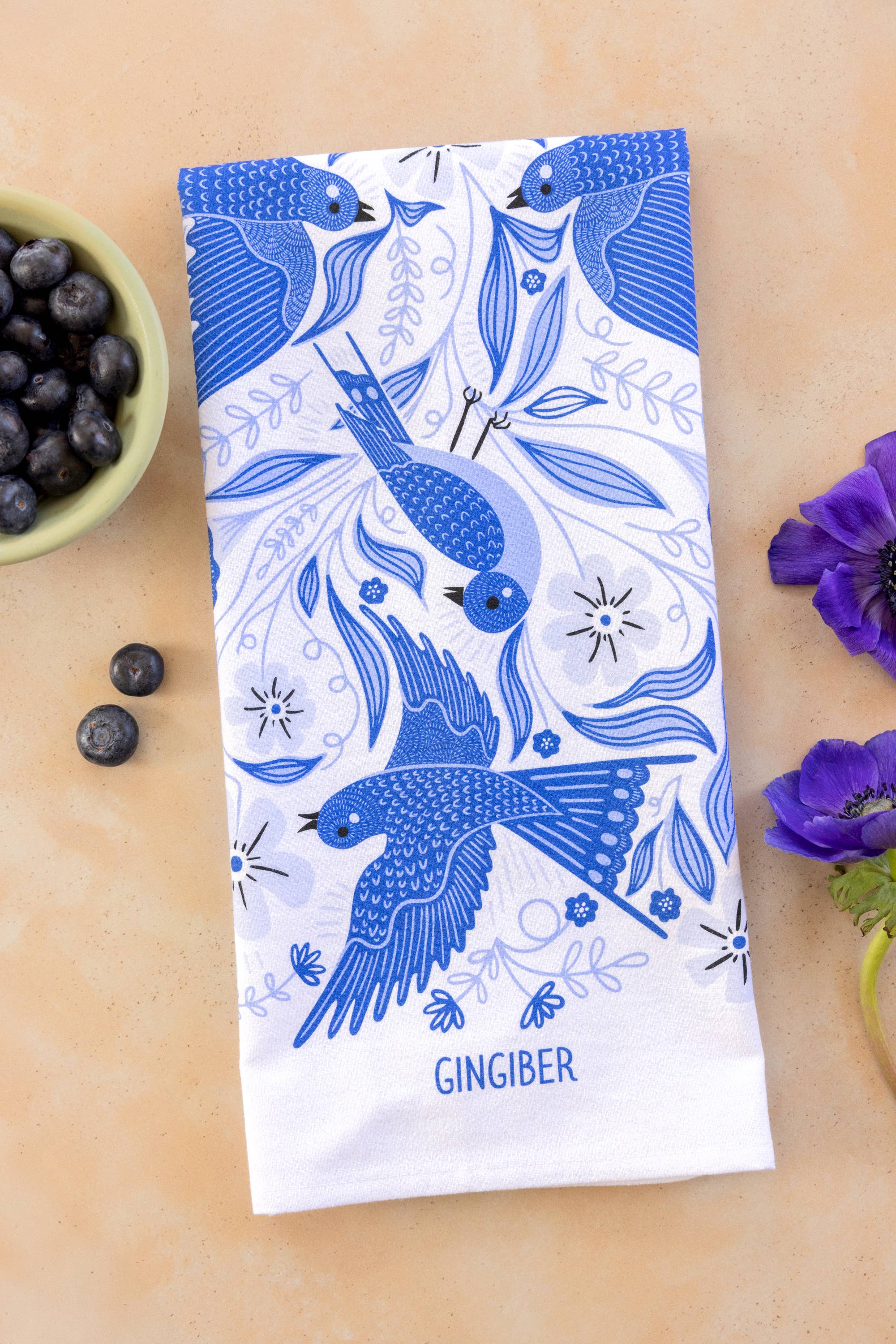 Gingiber - Wholesale Theedoek - Blauwe Zangvogel Theedoek – Voor Vogelliefhebbers4