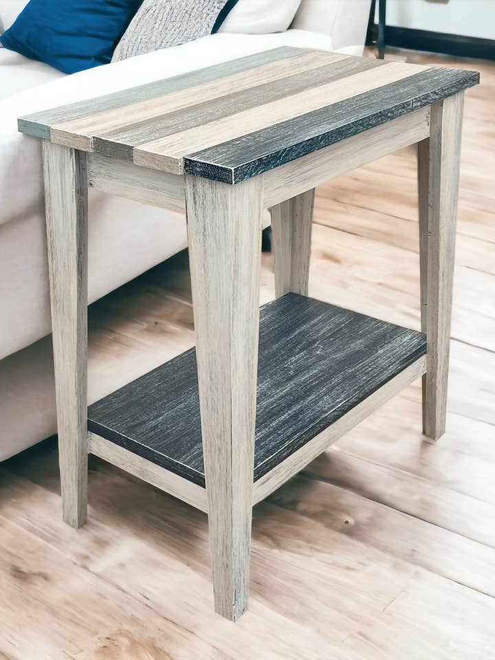 Nautical Stripe Tapered All Wood Side Table for wholesale by Coast Lamp Mfg