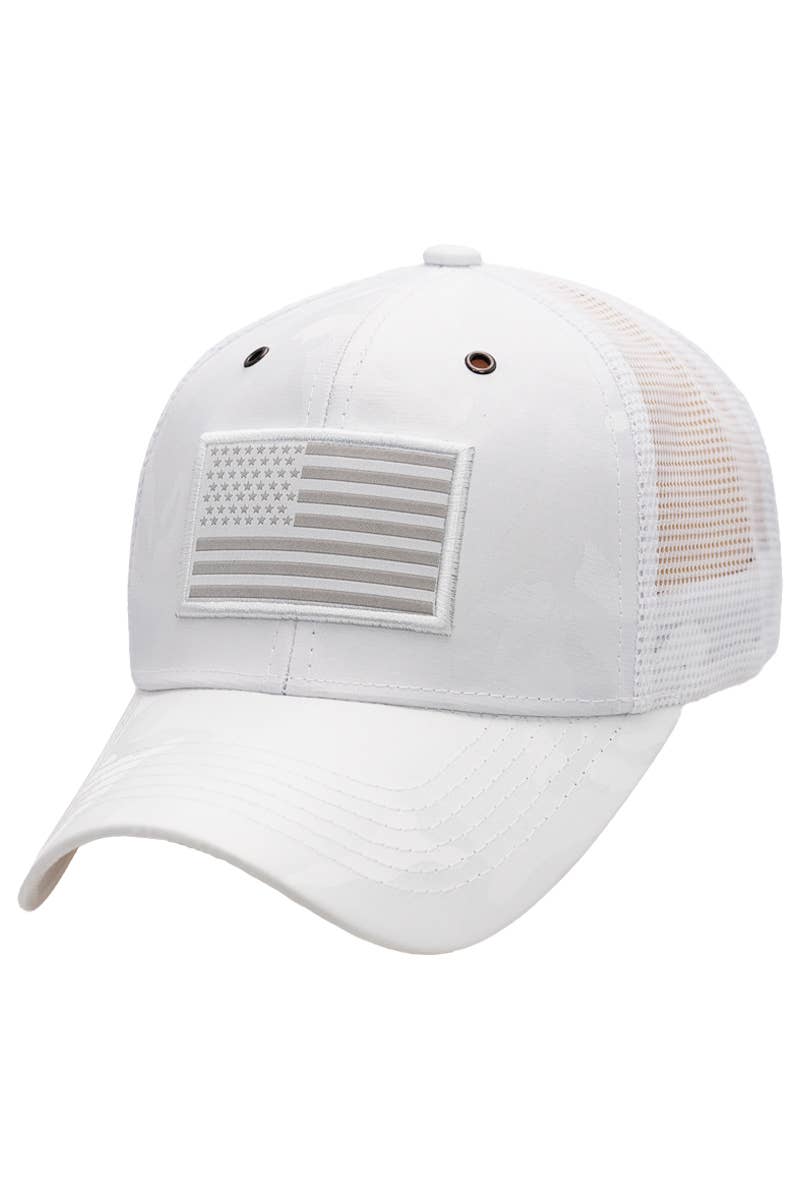 Cap Zone – Engroshandel Trucker hat - Unisex – Camo Mesh Truckerhat med amerikansk flag9
