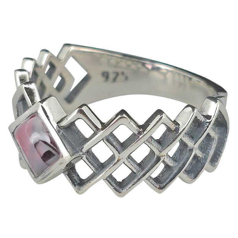 Amberman – wholesale Solitairering – Facetterade granat silverring2