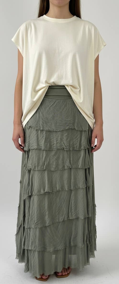 Karamel Collection - Vente Jupe – femme - Jupe en soie à volants  
Aucun tarif ne sera ajouté5