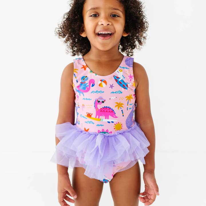 Kiki + Lulu - Wholesale One Piece Swimsuit - Kids - Pink Dino Girls Swimsuit With Tutu2