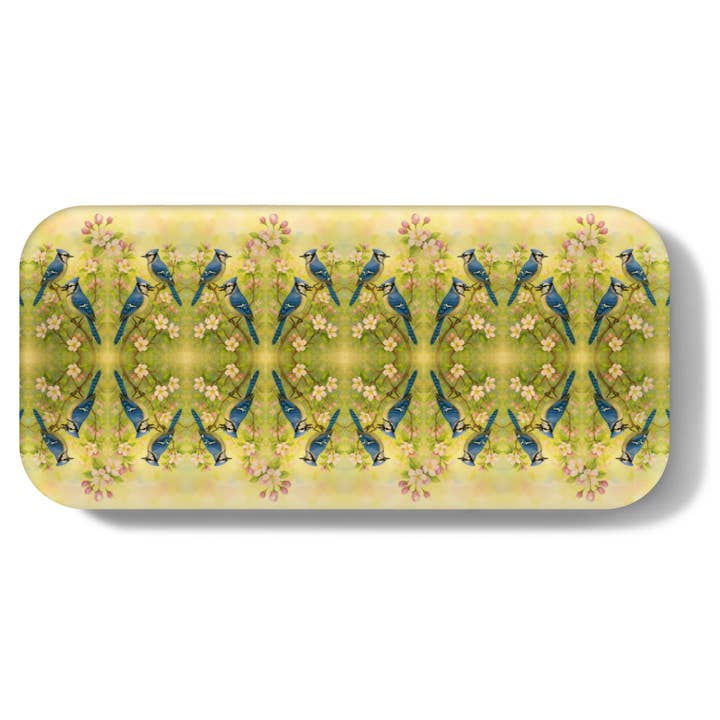 Blaue Jays Schmale Ablage | Schwedisches Birkenholztablett | Tischtablett für den Großhandel von Maure Luxury Gifts