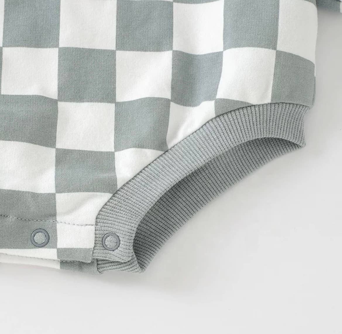 Boho + Babe - Wholesale Bodysuit (Non-Footed) - Baby - Checkerboard Bubble Sweater Romper - French Terry4