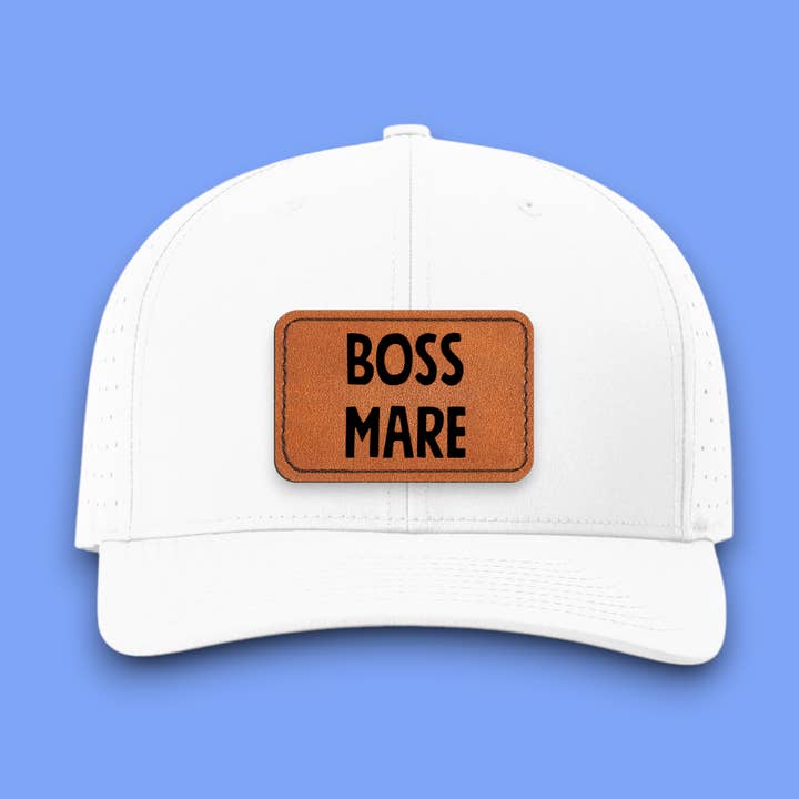 CAPPELLO BOSS MARE - PATCH IN PELLE SU CAPPELLO TRUCKER TRAFORATO per la vendita all'ingrosso da parte di Equine & Design, LLC